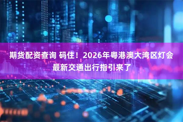 期货配资查询 码住！2026年粤港澳大湾区灯会最新交通出行指引来了